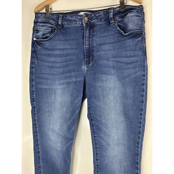 KanCan Skinny High Rise Ripped Hem Jeans Sandblast Blue Denim Plus Size 18 - Picture 3 of 10